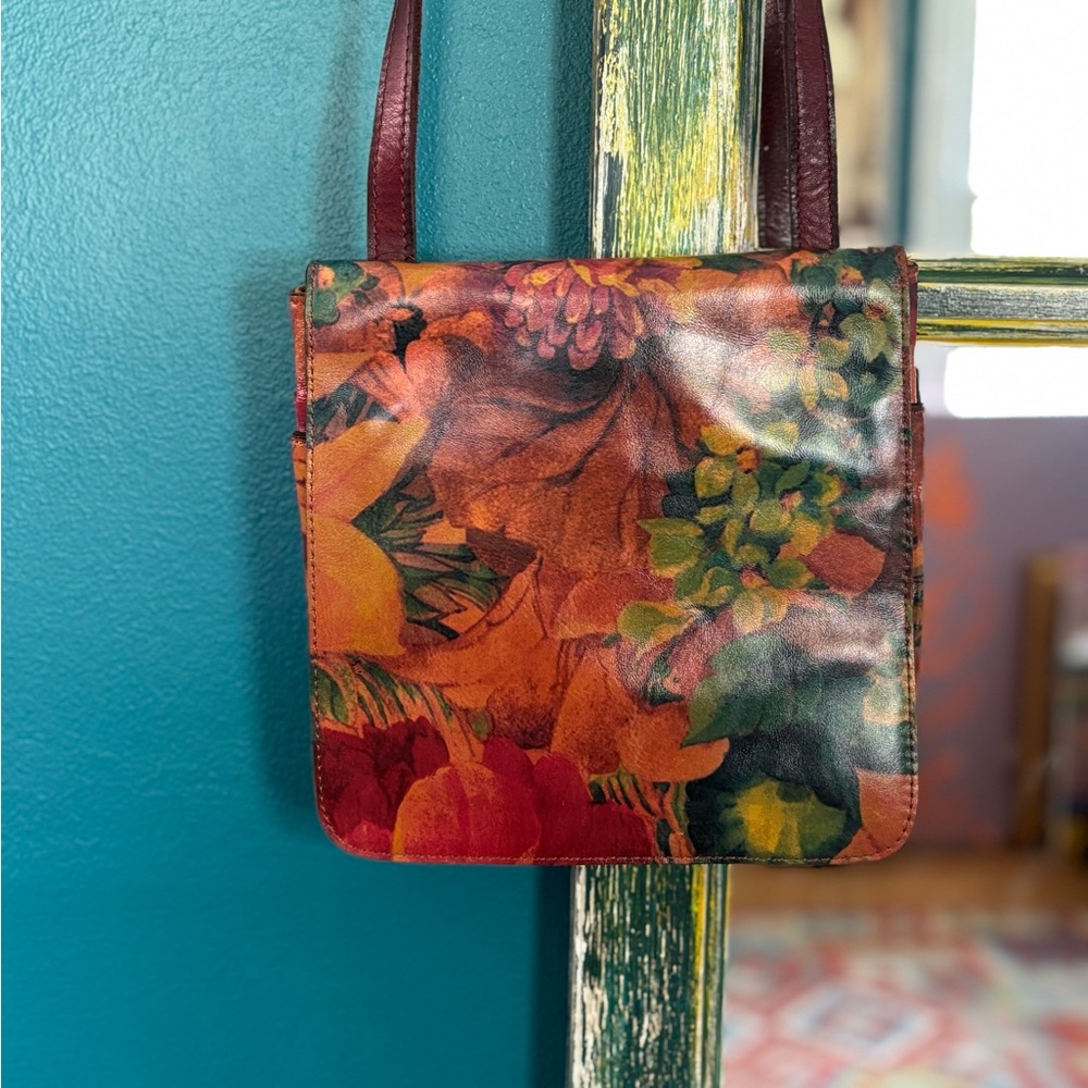 Madewell style Floral Leather Shoulder Bag